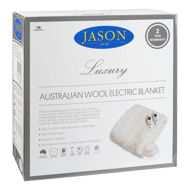 Jason Wool Electric Blanket White