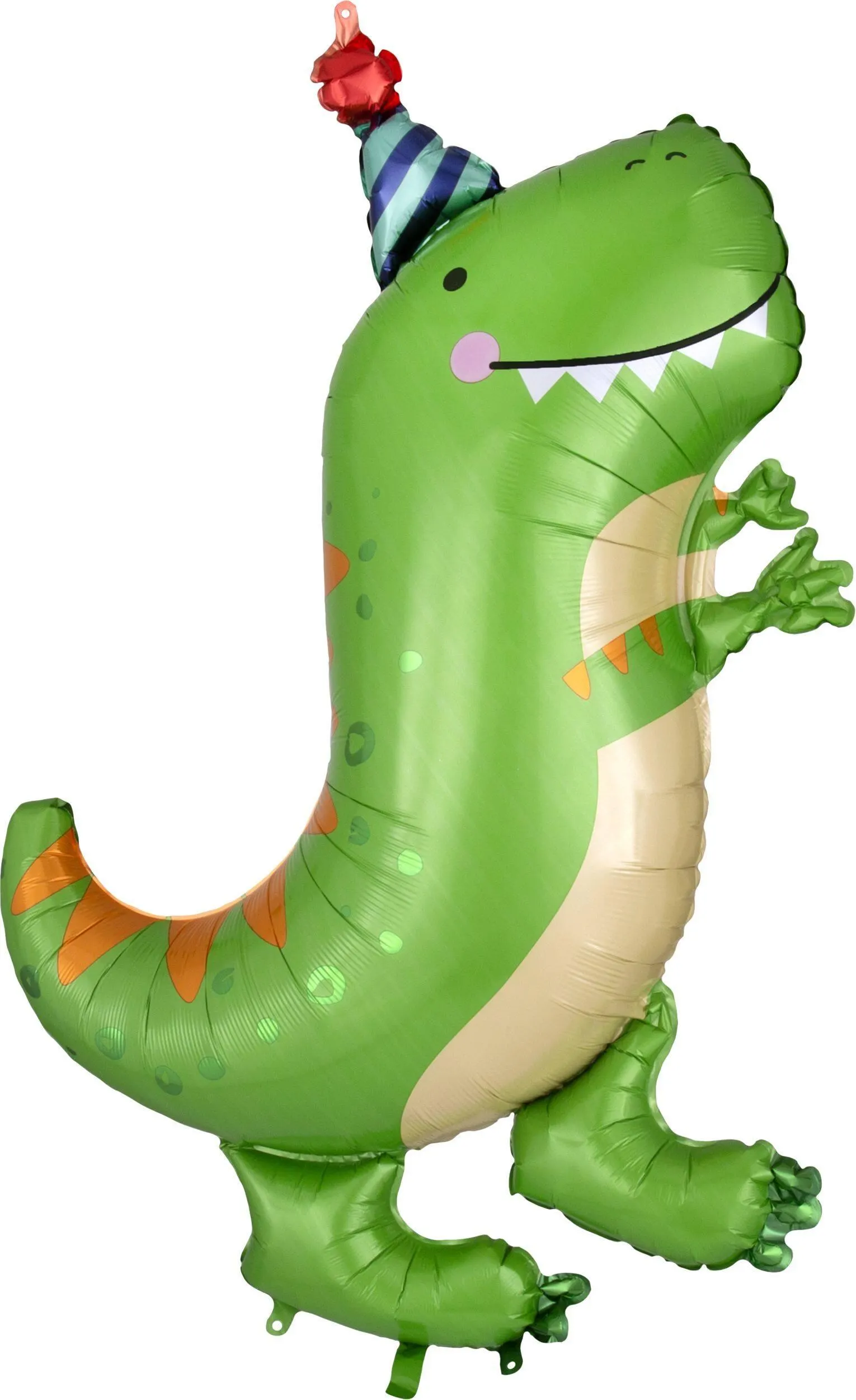 Dino-Mite Dinosaur Satin Foil Balloon, Green, 34-in, Helium Inflation & Ribbon Included for Birthday Party