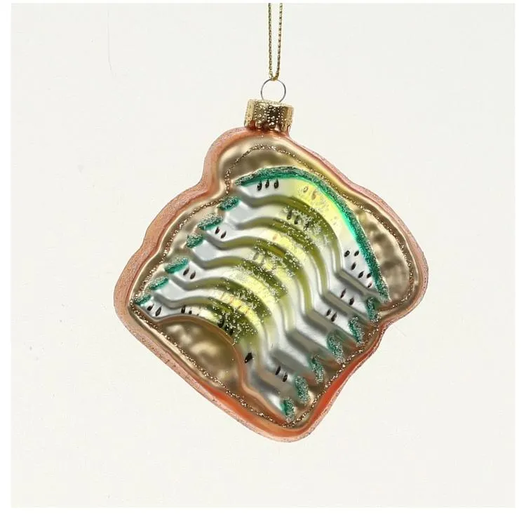 Jolly & Joy Avocado Toast Glass Ornament Multicoloured