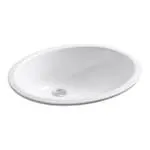 Caxton(R) Oval 17 inch x 14 inch under-mount bathroom sink with glazed underside and clamp assembly