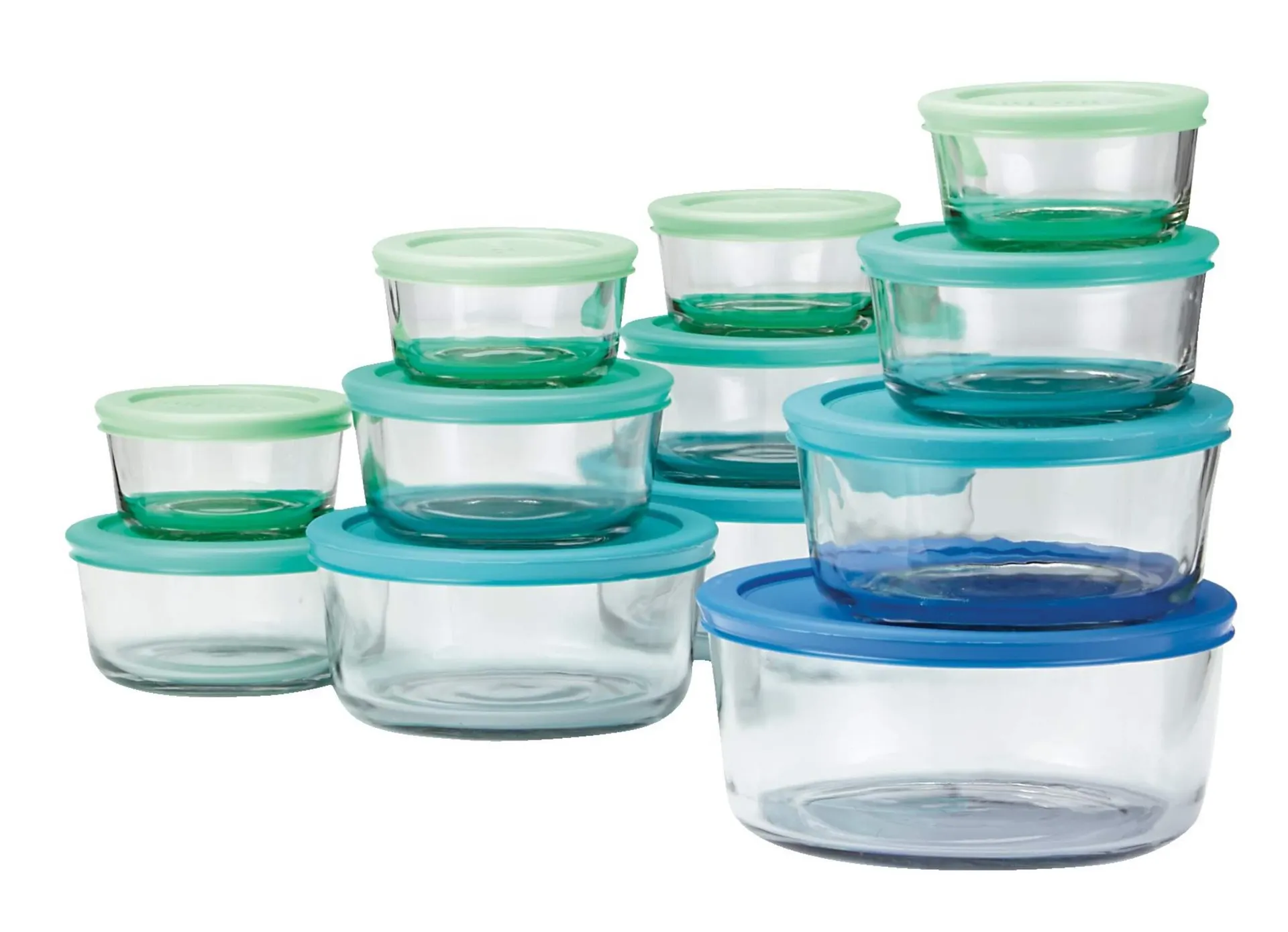 Anchor Hocking Glass Food Storage Set with Lids, Assorted Sizes, 12 Count