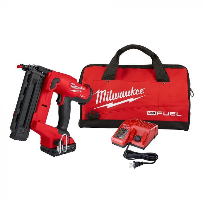 Milwaukee M18 FUEL 18 Volt Lithium-Ion Brushless Cordless 18 Gauge Brad Nailer Kit