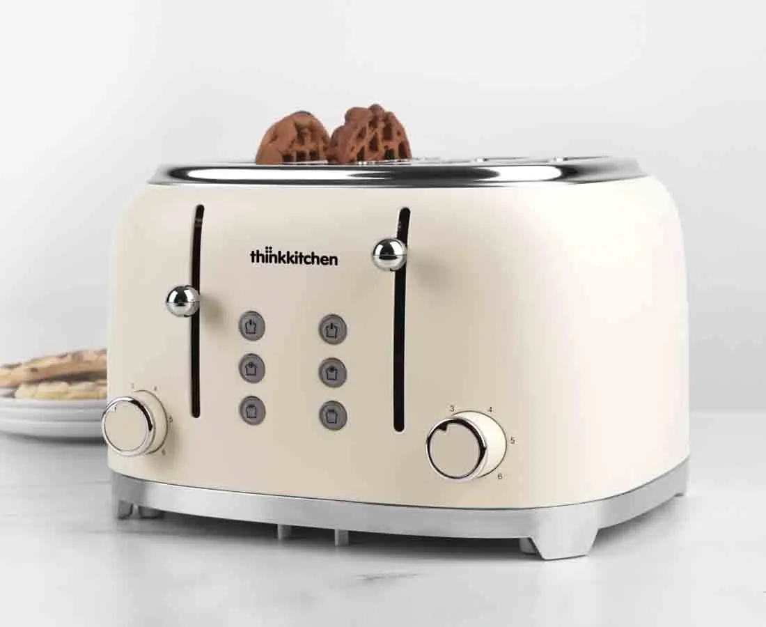 thinkkitchen Sahara 4-Slice Toaster, Cream