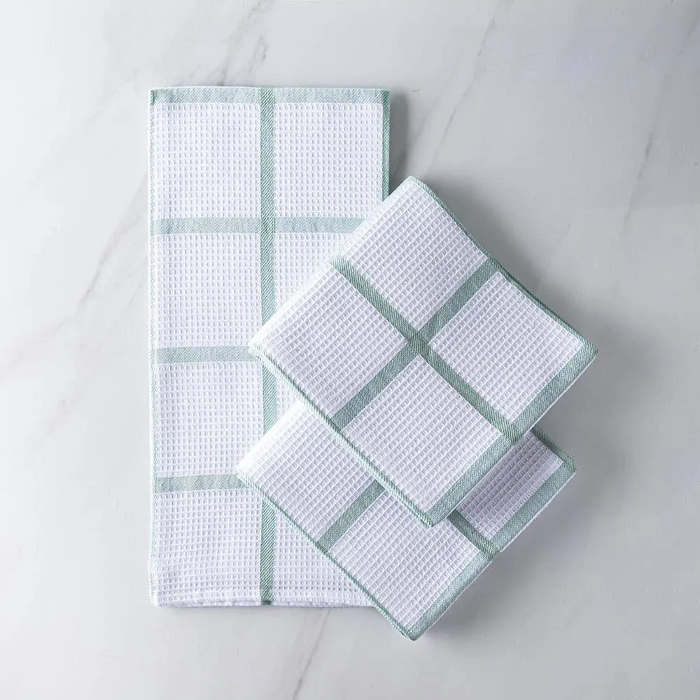 Harman Premium Quality 'Window Pane' Kitchen Towel - S/3 (Green)