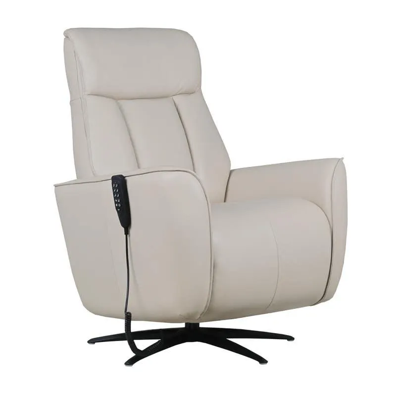 Fauteuil tout cuir électrique inclinable et pivotant avec haut-parleurs intégrés et massage - crème