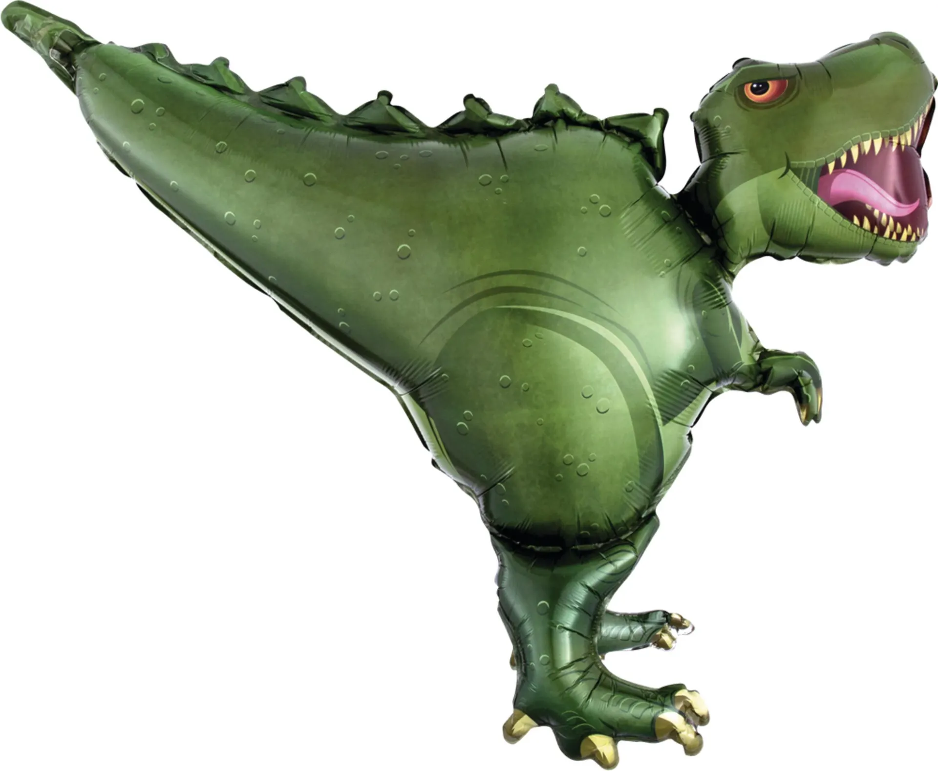 T-Rex Dinosaur Satin Foil Balloon, Green, 36-in, Helium Inflation & Ribbon Included for Birthday Party