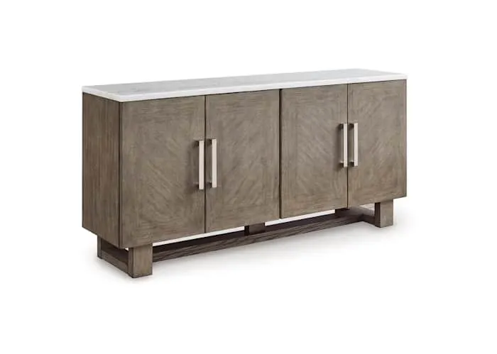 Loyaska TV Stand - Grayish Brown/White