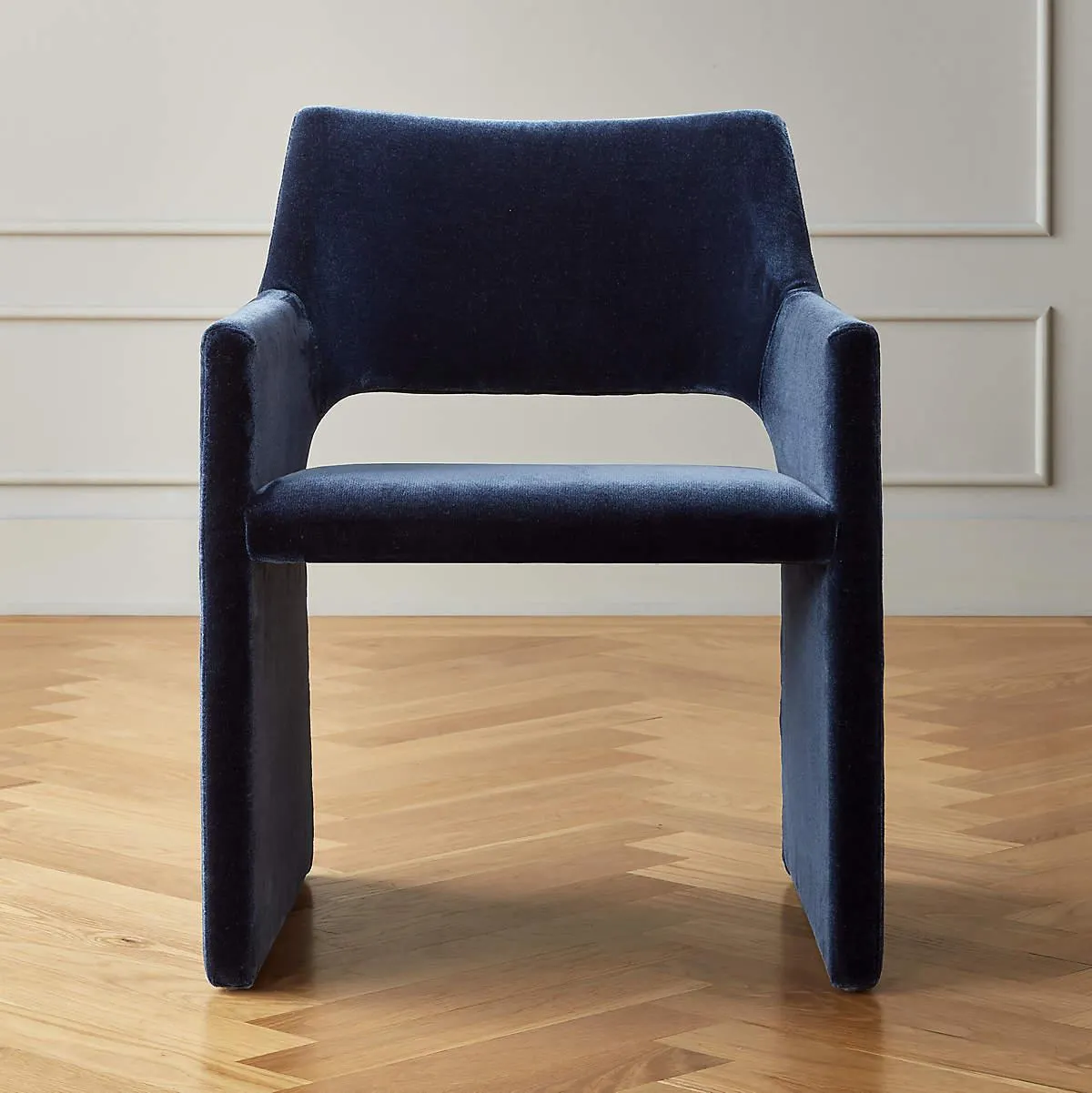 Foley Faux Mohair Navy Dining Armchair