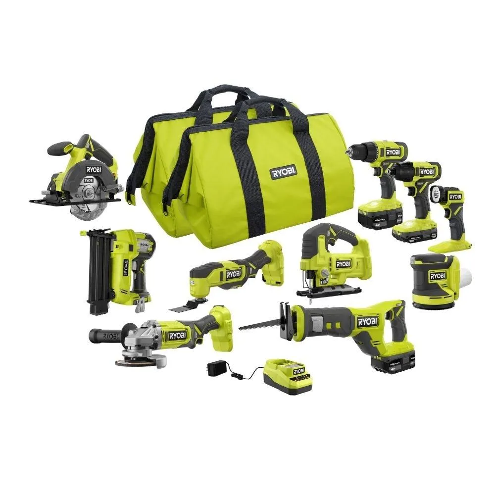 18V ONE+ Cordless Lithium-Ion 10-Tool Kit with (1) 1.5 Ah and (2) 4.0 Ah Batteries and Charger