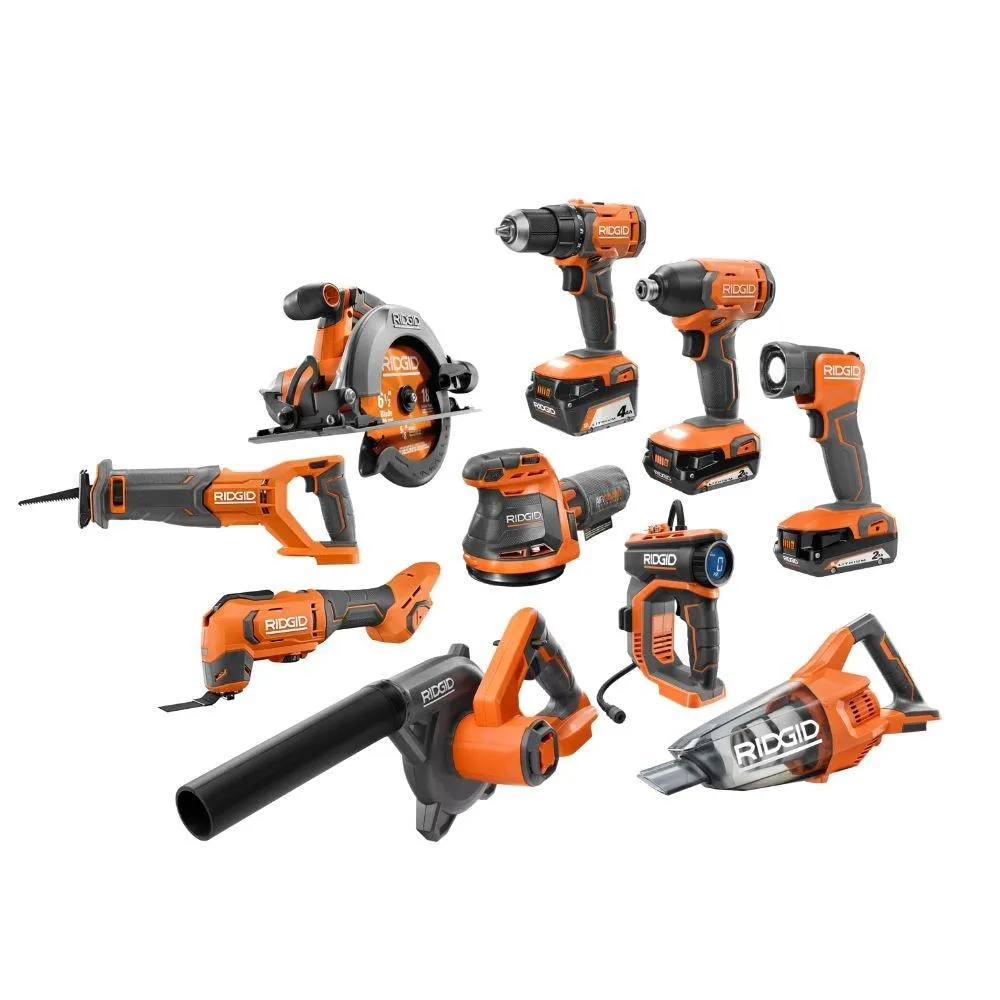 18V 10-Tool Kit with (2) 2.0 Ah, (1) 4.0 Ah Batteries & Charger