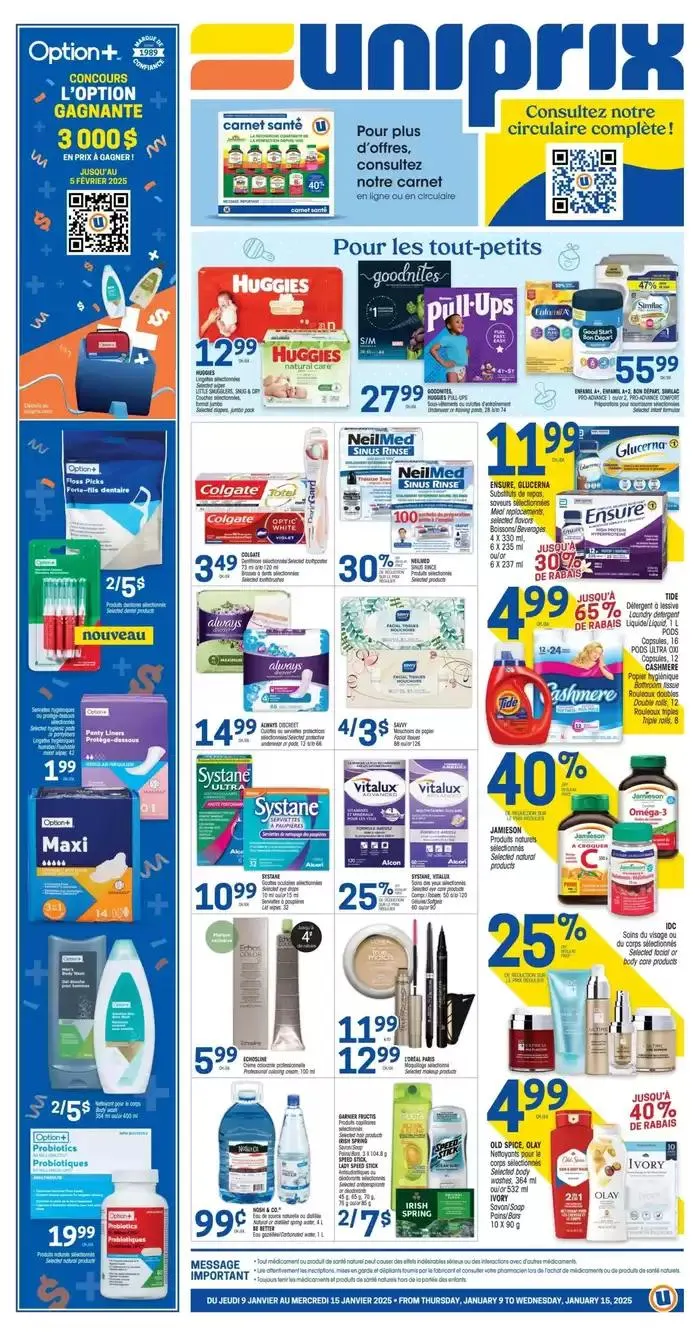 Uniprix Weekly ad from January 9 to January 15 2025 - flyer page 1