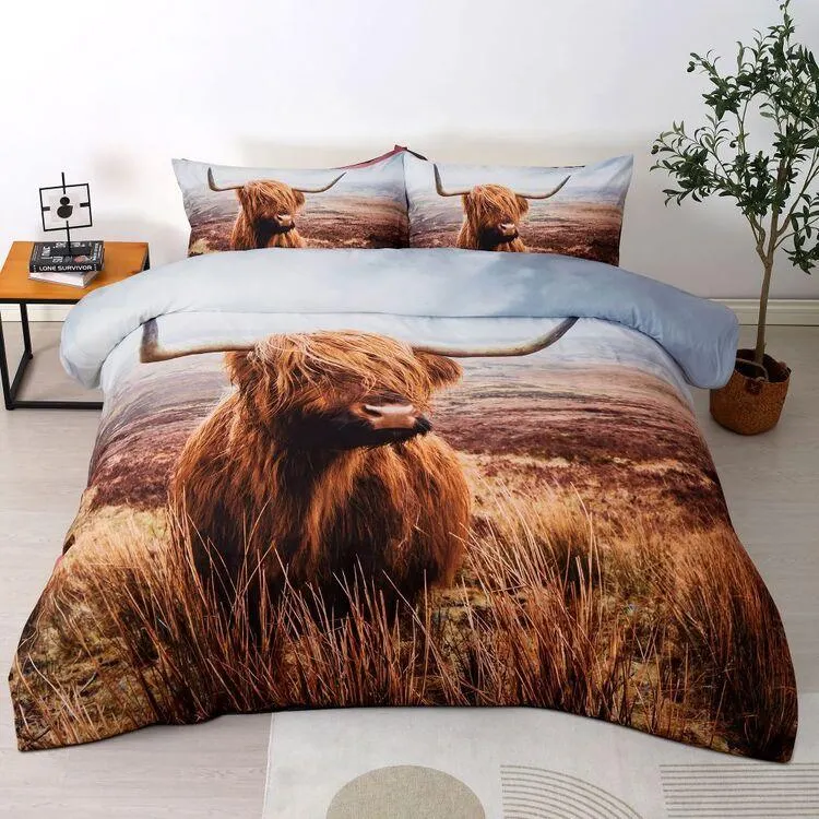 Brampton House Photo Real Highland Quilt Cover Set Multicoloured