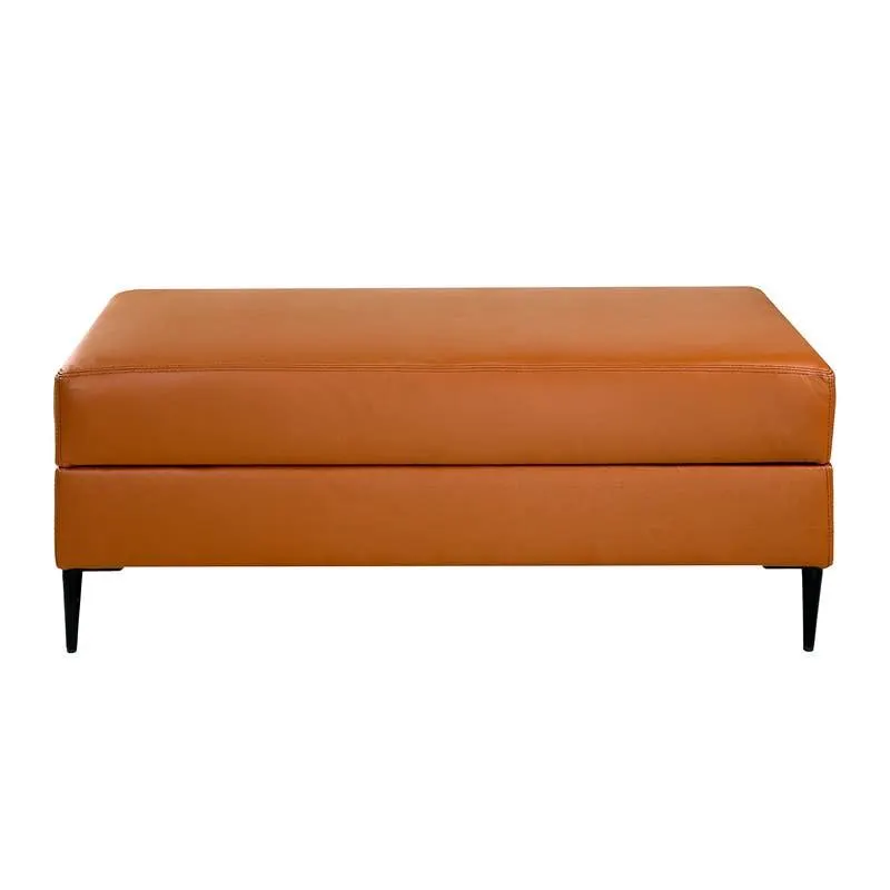 Ottoman en cuir véritable avec rangement - cognac
