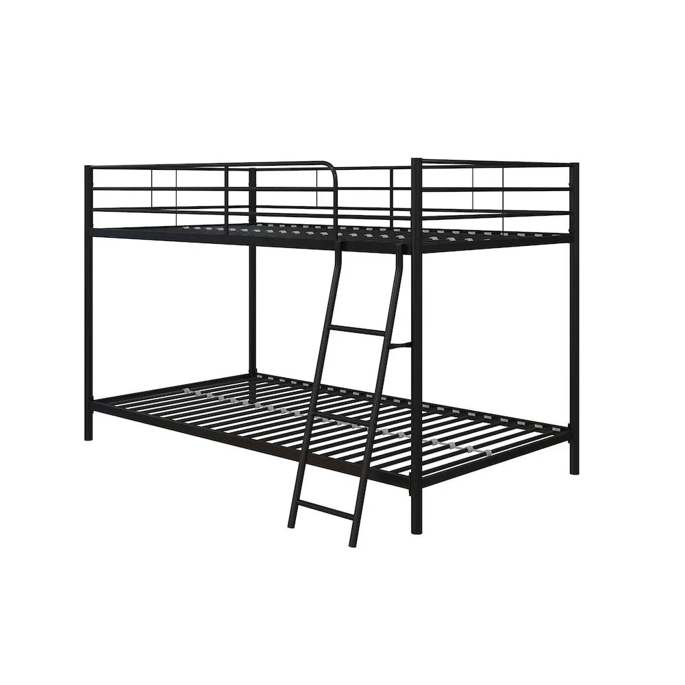 Junior Twin over Twin Metal Bunk Bed, Black