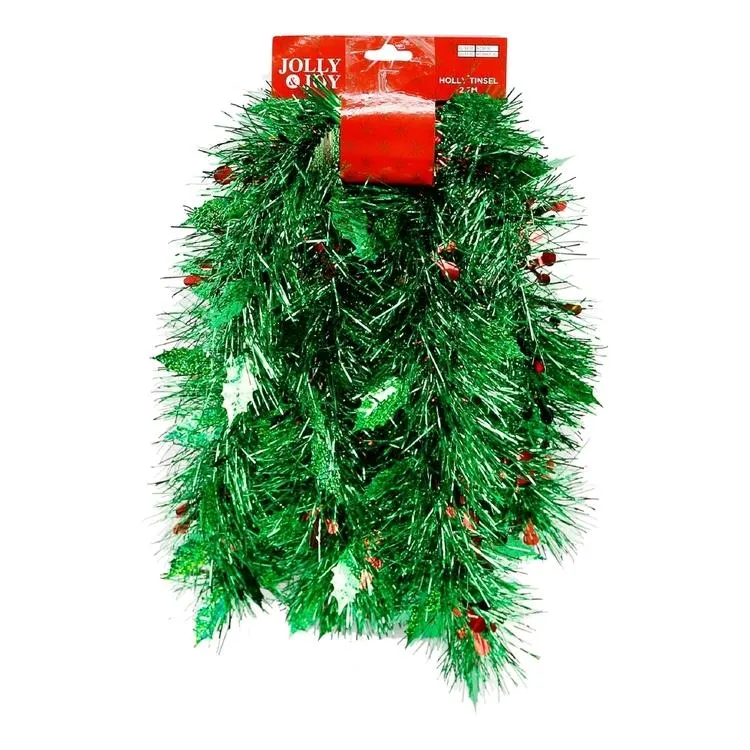 Jolly & Joy Decorate Tinsel Shiny Holly Green 2.7 m