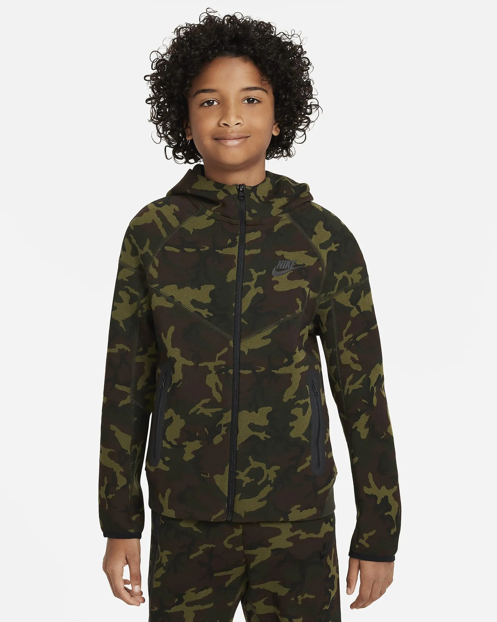 Older Kids' (Boys') Camo Full-Zip Hoodie