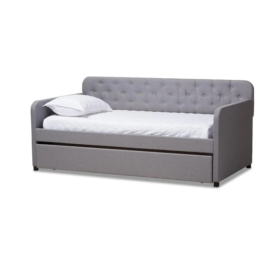 Camelia Twin Daybed with Trundle in Light Grey