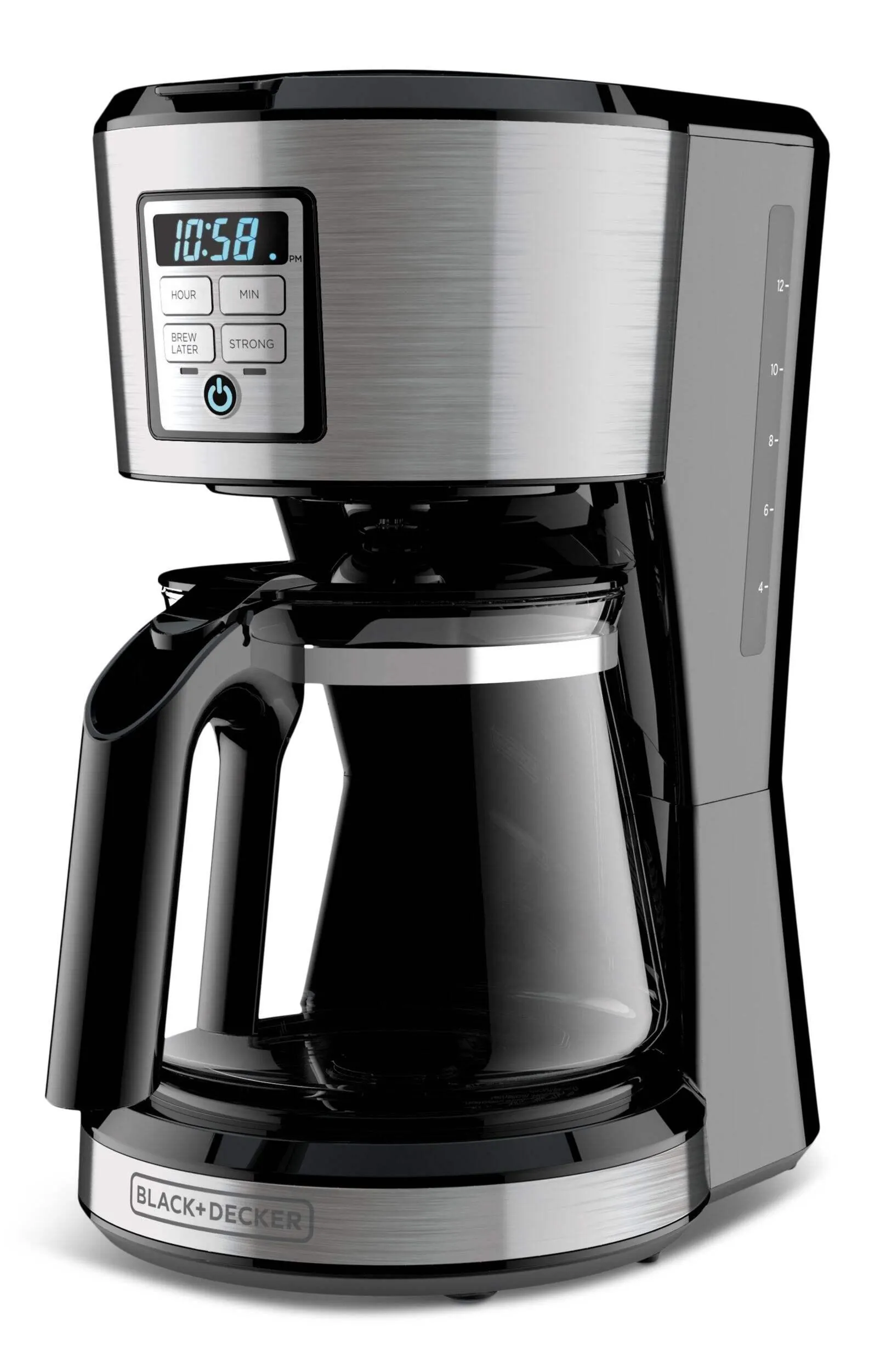 Black & Decker Programmable Coffee Maker w/ Glass Carafe, Stainless Steel, 12 Cups