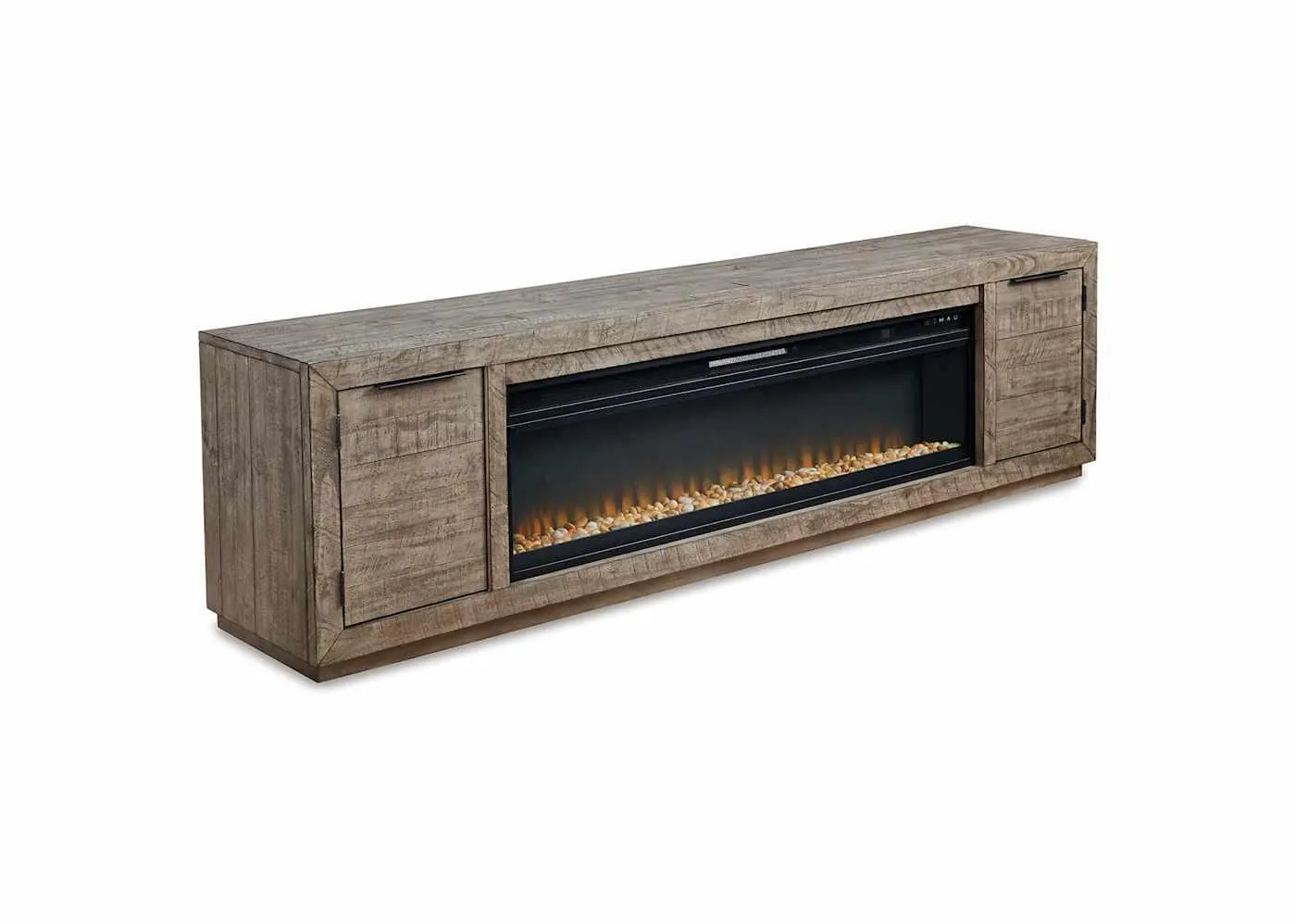Krystanza TV Stand with Fireplace - Weathered Gray