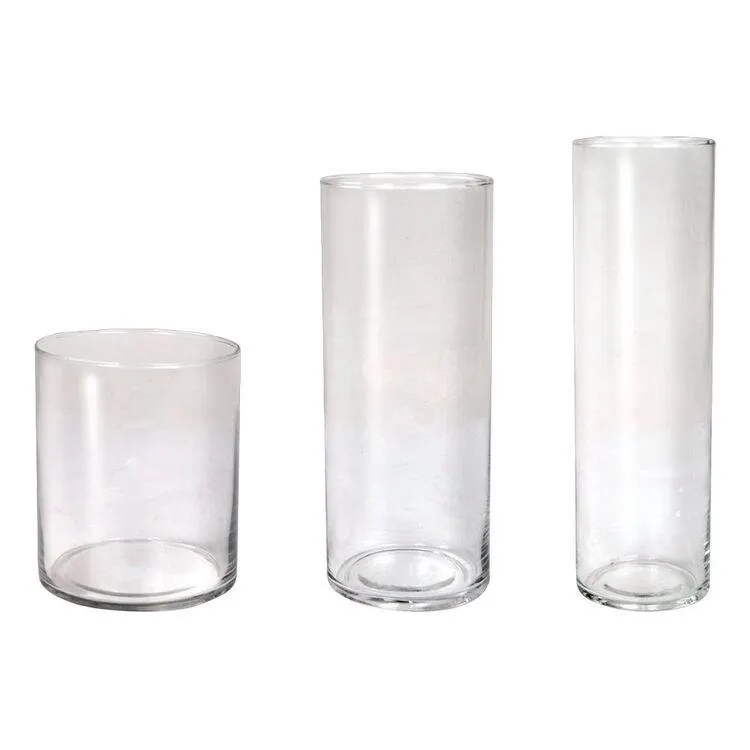 Mode Home Glass Vase 3 Pack Clear 13 x 13 x 30 cm