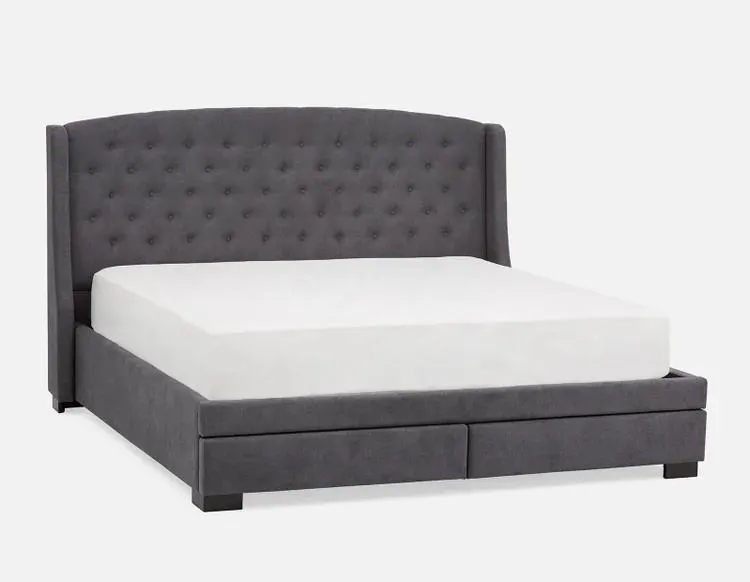 RAVEL tufted upholstered wingback king-size bed with storage
