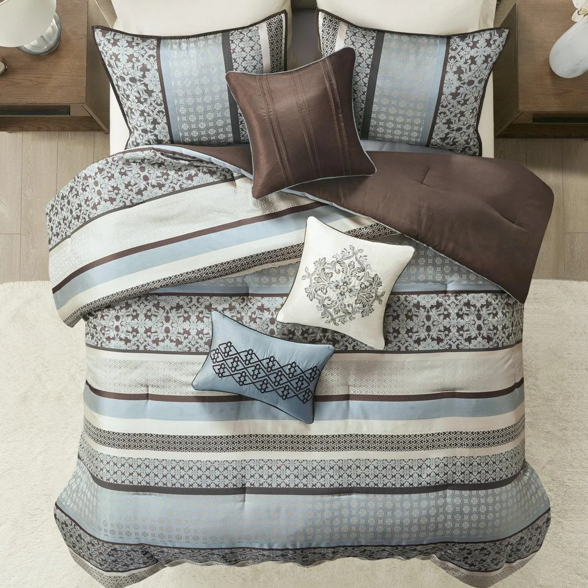 Princeton Reversible Jacquard 7 Piece Comforter Set