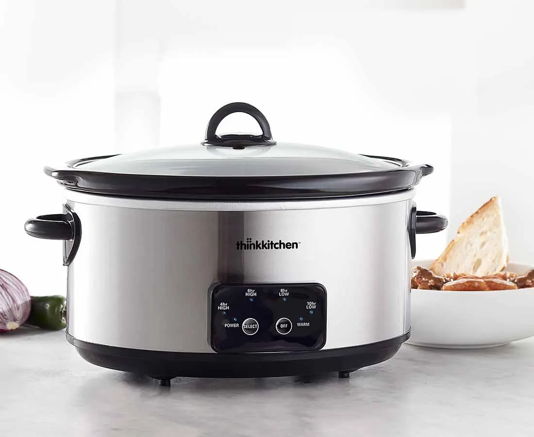 thinkkitchen Potluck Programmable Slow Cooker, 6 Qts