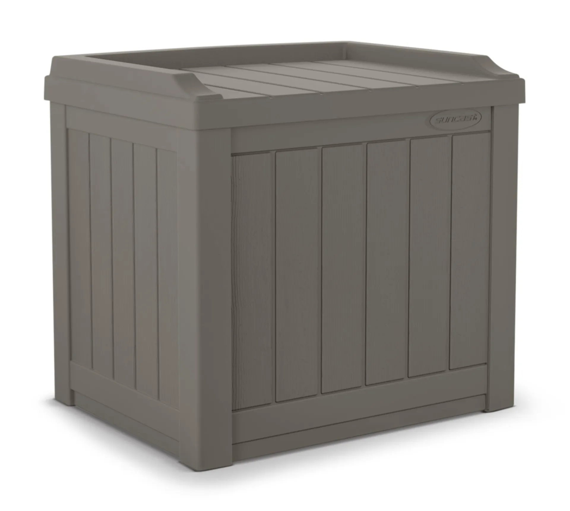 Suncast Resin Small Indoor/Outdoor Storage Deck Box with Seat, Stoney, 83-L