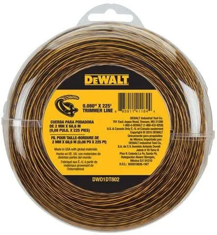 STRING TRIMMER LINE 225FT 0.80" DEWALT
