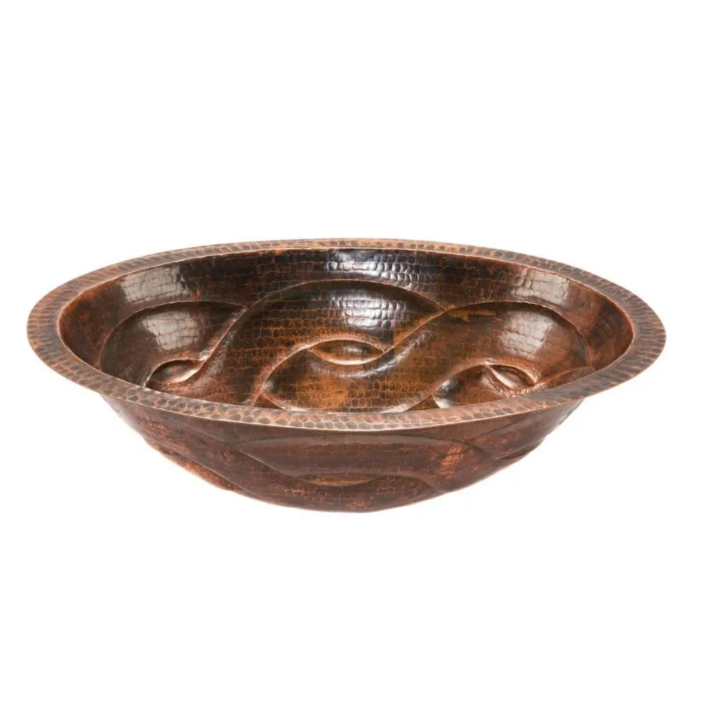 Dual Mount Oval Braided Copper 19 inch 0-Hole Bathroom Sink in Oil Rubbed Bronze