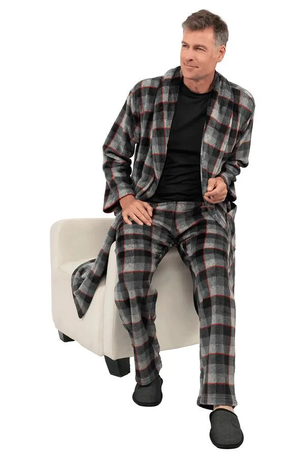 Plush micropolar sleep pants with twill tape drawstring