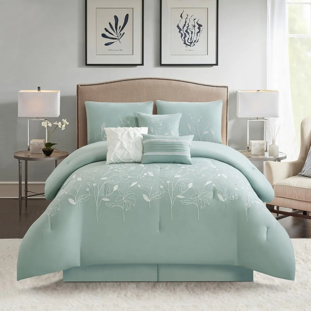 Safina 7 Piece Floral Comforter Set