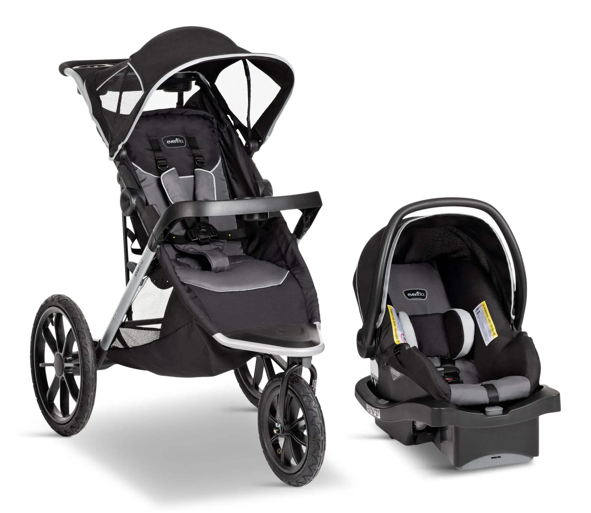 Evenflo Victory Plus Jogger Stroller Travel System, Grey