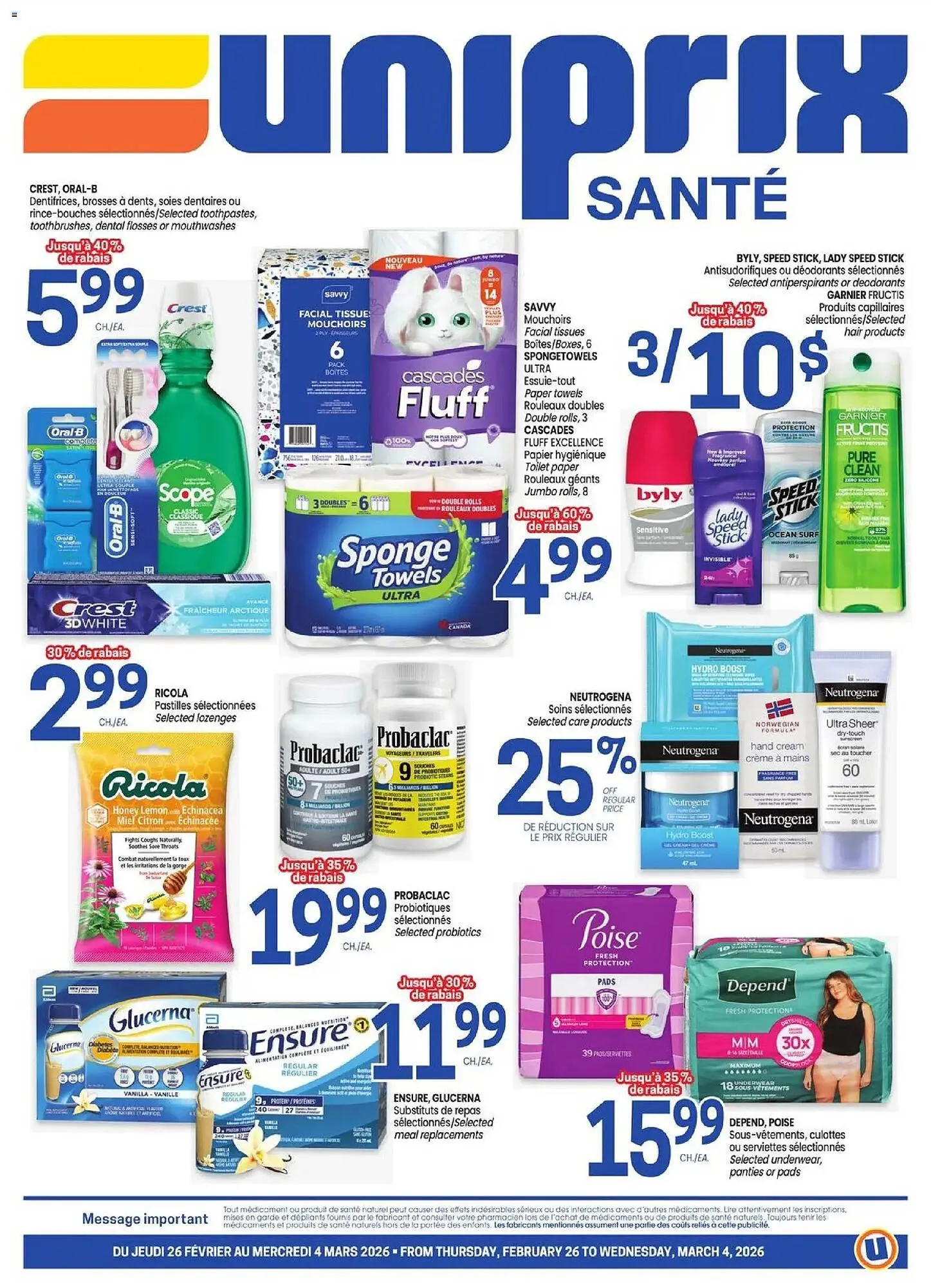 Uniprix flyer from February 26 to March 4 2026 - flyer page 1