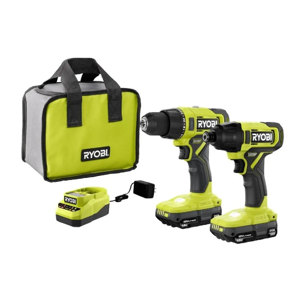 18V ONE+ 1/2 inch Drill/Driver and 1/4 inch Impact Driver Kit with (2) 1.5 Ah Batteries & Charger