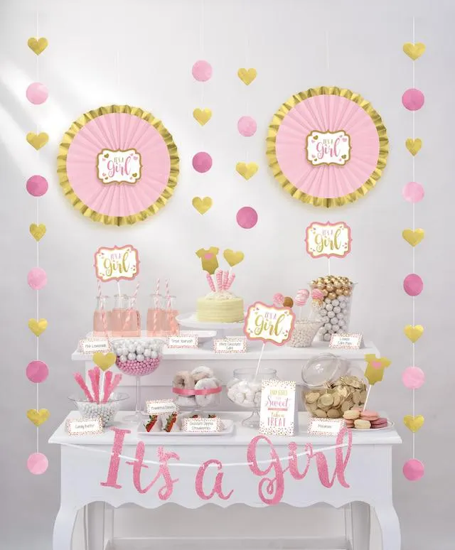 It's a Girl Baby Shower Treat Table Decorating Kit, 23-pc