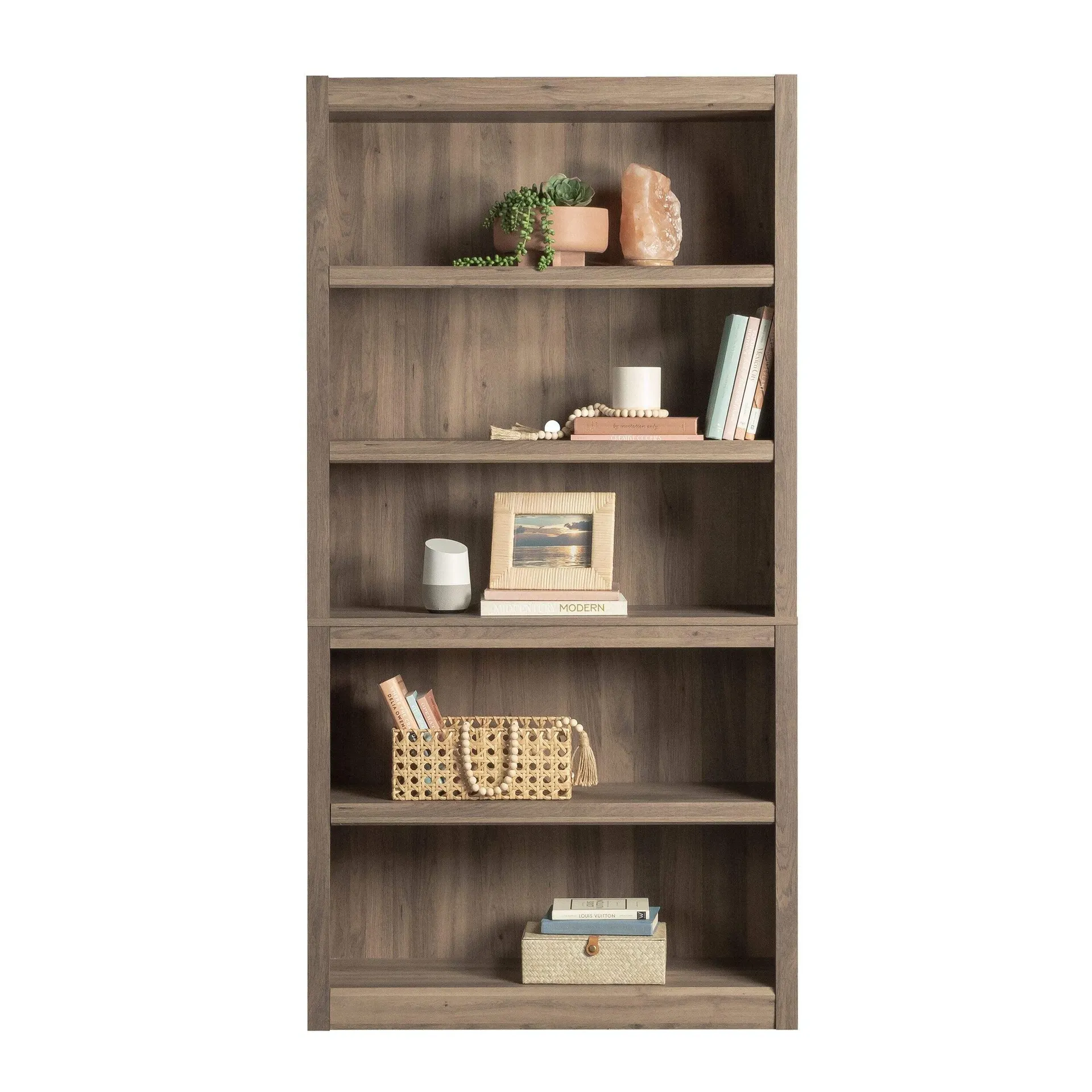 Sauder County Line 5-Tier Adjustable Shelf Bookcase/Bookshelf, Salt Oak Finish