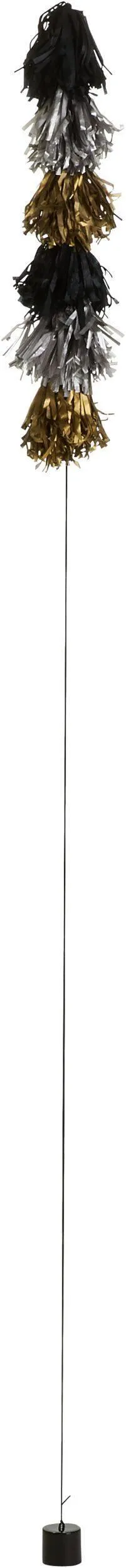 Tassel Fringe Balloon Weight Tail Accessory, Gold/Black/Silver, 6-ft, for Graduation/New Year's Eve