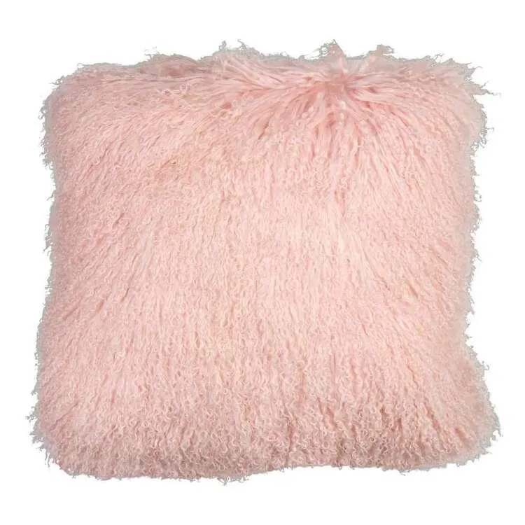 KOO Aspen Mongolian Fur Cushion Pink 43x43cm