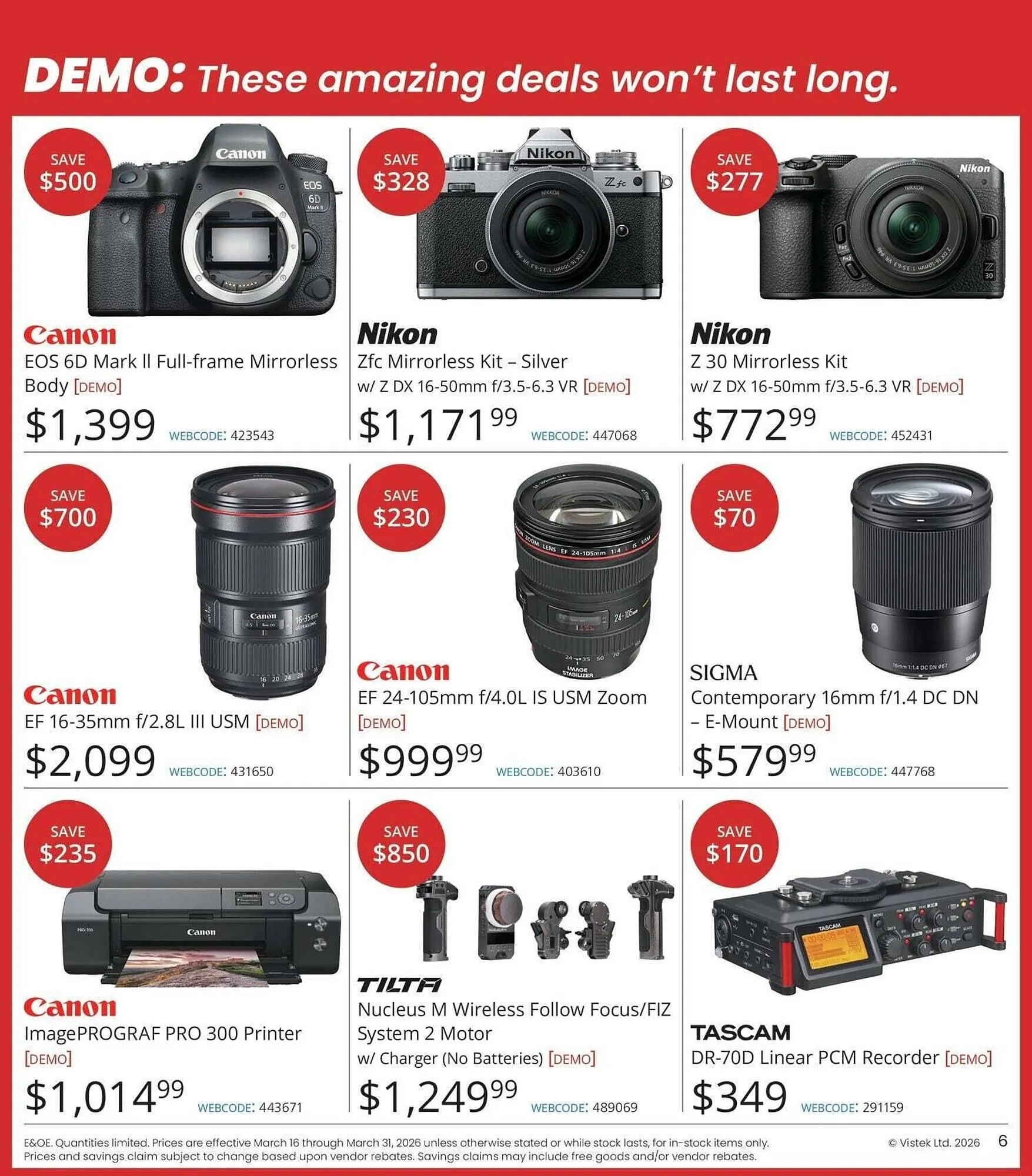 Vistek flyer from March 16 to April 1 2026 - flyer page 6