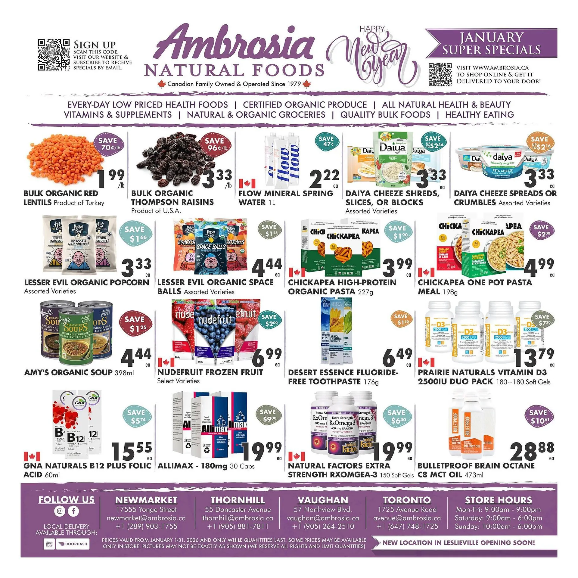 Ambrosia Natural Foods flyer from January 1 to January 31 2026 - flyer page 1