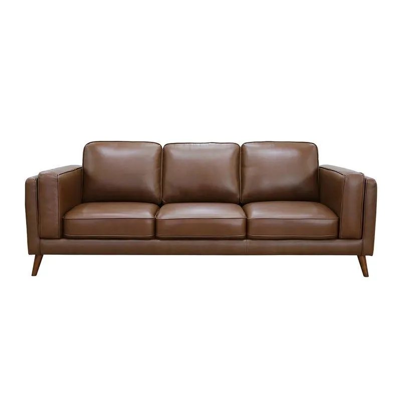 Sofa en cuir véritable - brun