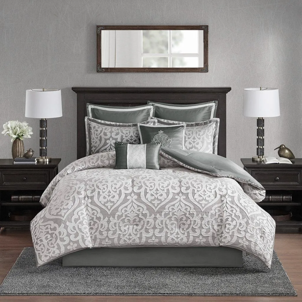 Odette Luxury 8 Piece Jacquard Comforter Set