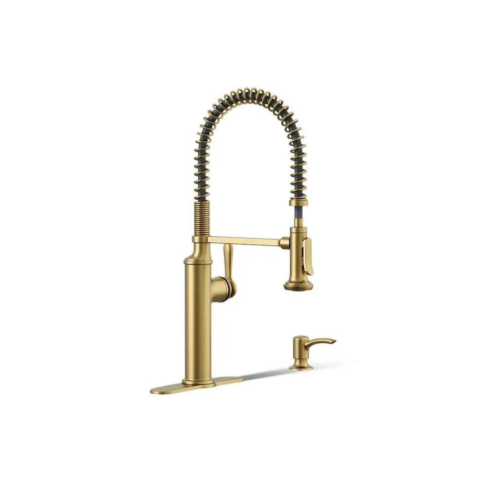 Sous Single-handle semi-professional kitchen sink faucet in Brushed Brass