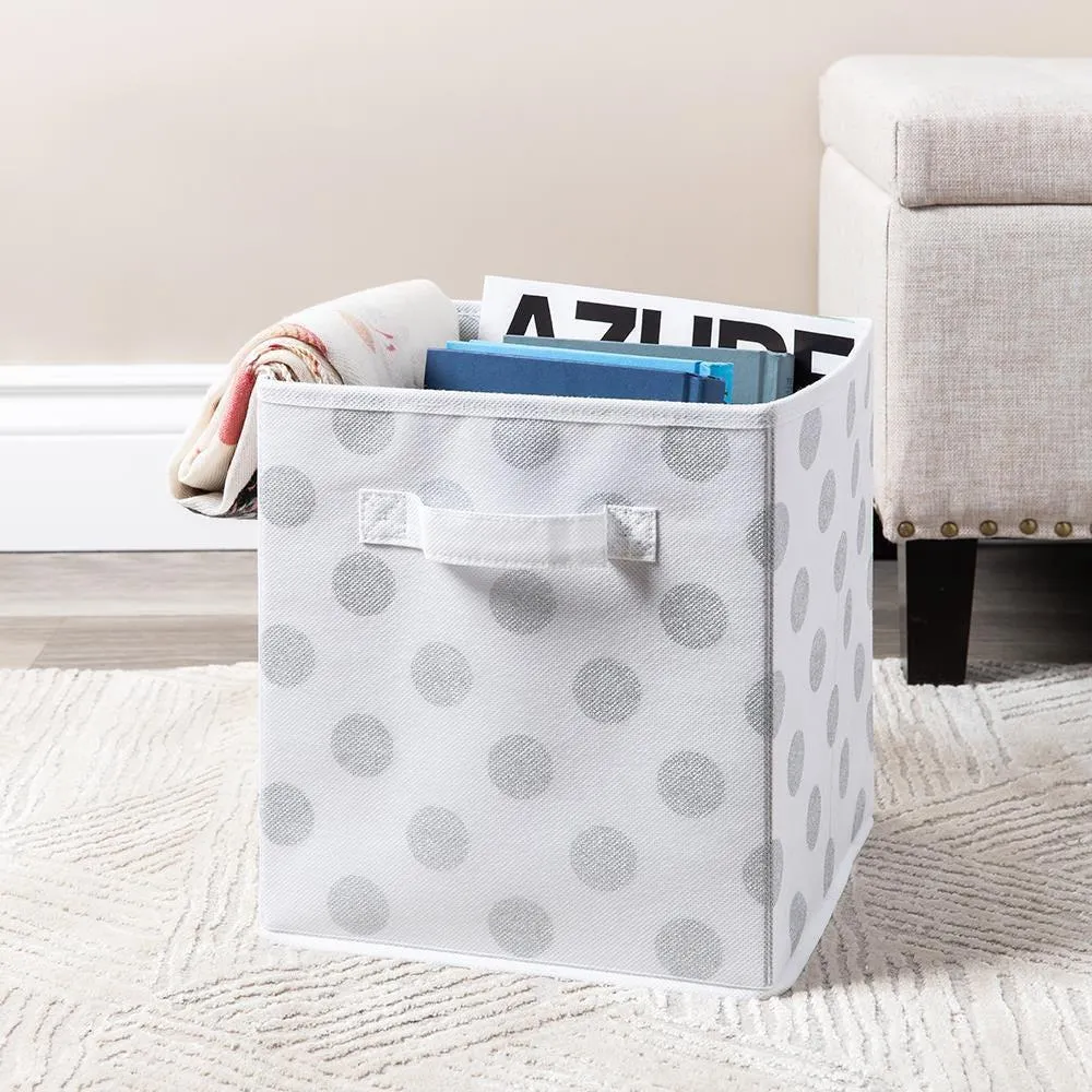 KSP Collapsible 'Polka Dot' Non-Woven Storage Bin (Silver)