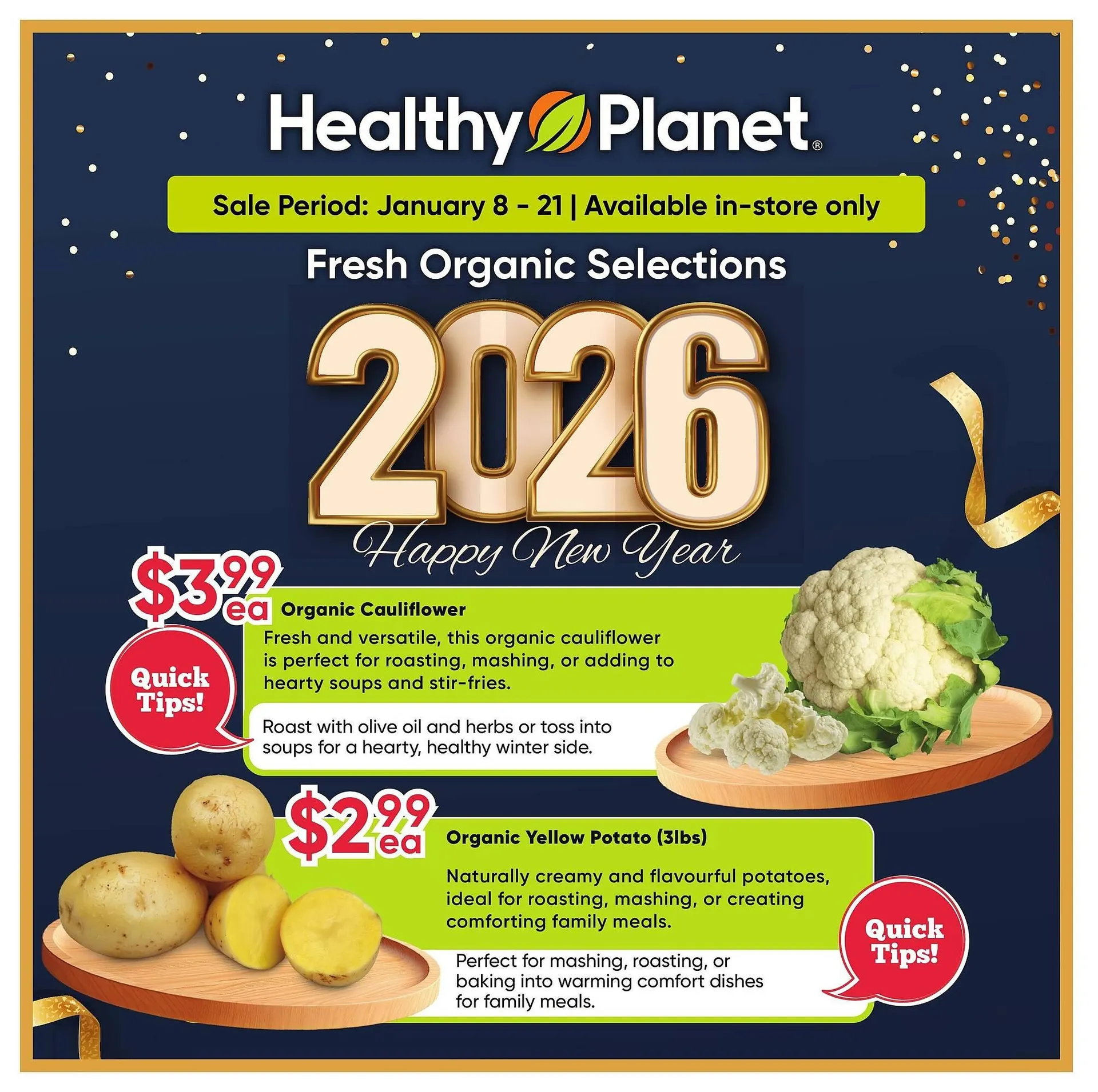 Healthy Planet flyer from January 8 to January 21 2026 - flyer page 1