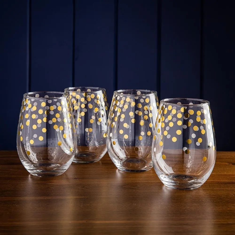 KSP Christmas Cheers 'Celebrate' Stemless Wine Glass - Set of 4