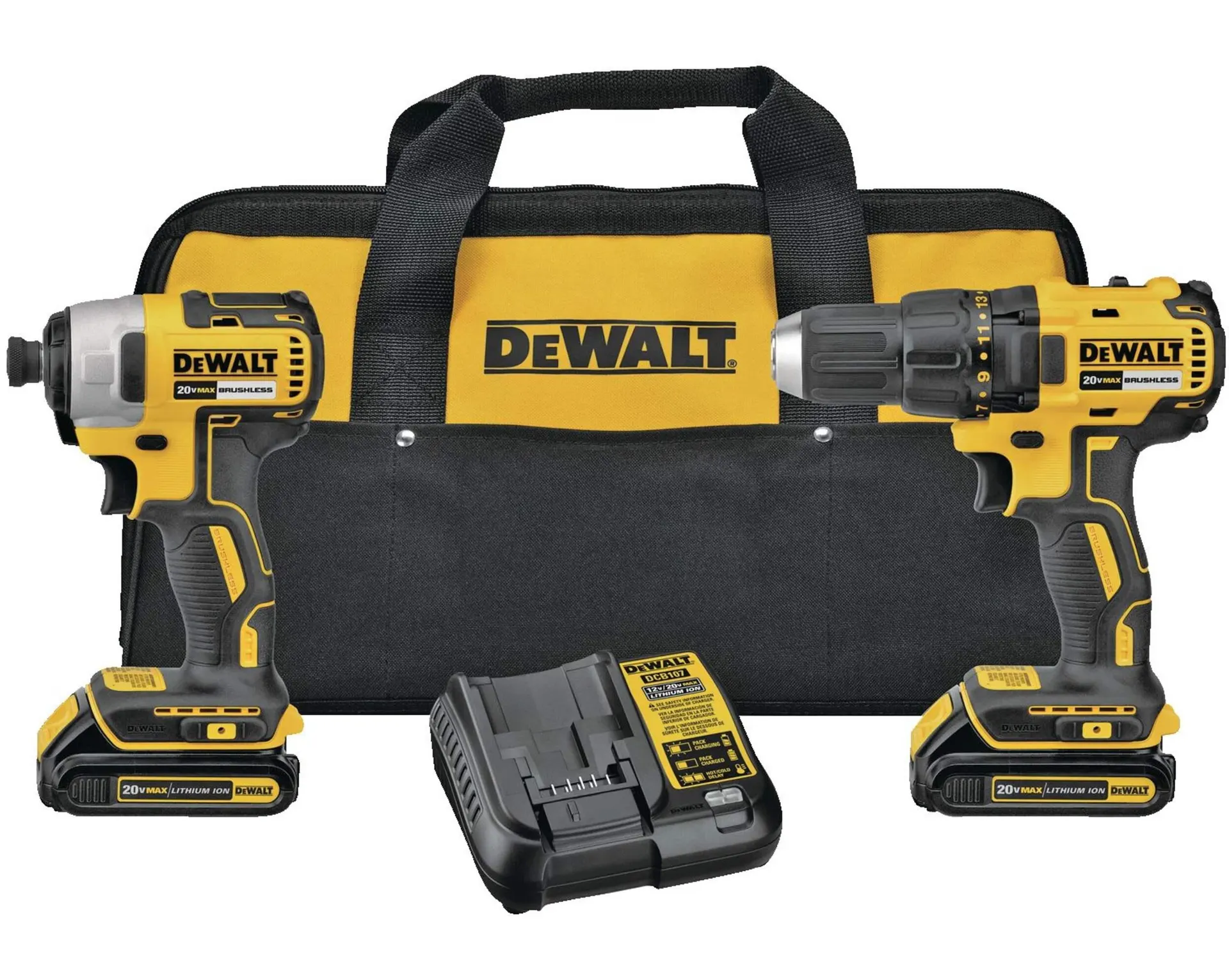DEWALT DCK277D2 20V MAX Brushless Cordless Compact Drill/Driver & Impact Driver Combo Kit
