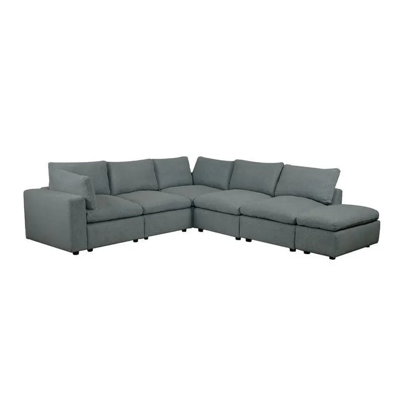Sectionnel modulaire avec ottoman gris - 7 mcx