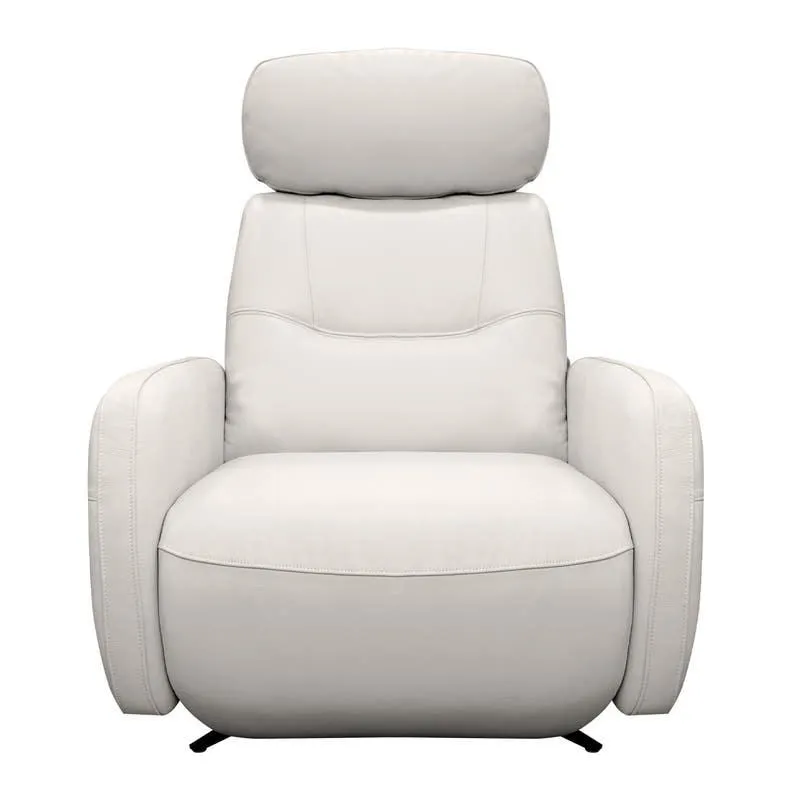 Fauteuil électrique inclinable et pivotant en cuir véritable - beige